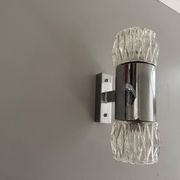 Mid-century double-headed glass and metal wall sconce, 1960, Italy