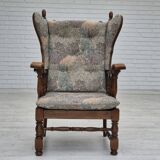Années 1960, design danois, fauteuil à dossier haut par Regan Møbelfabrik, Aarhus, état d'origine.