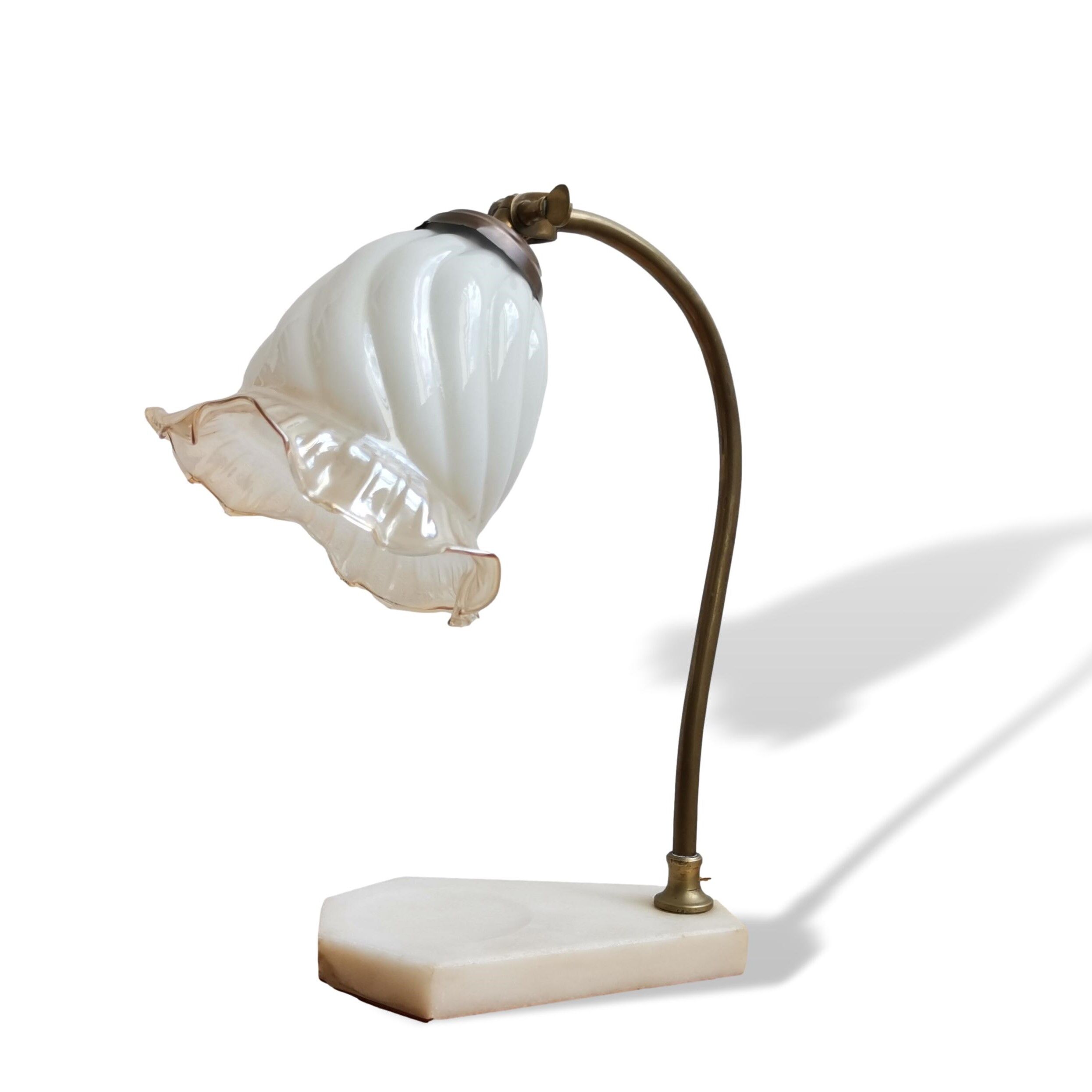 Vintage 40s Art Deco marble table lamp