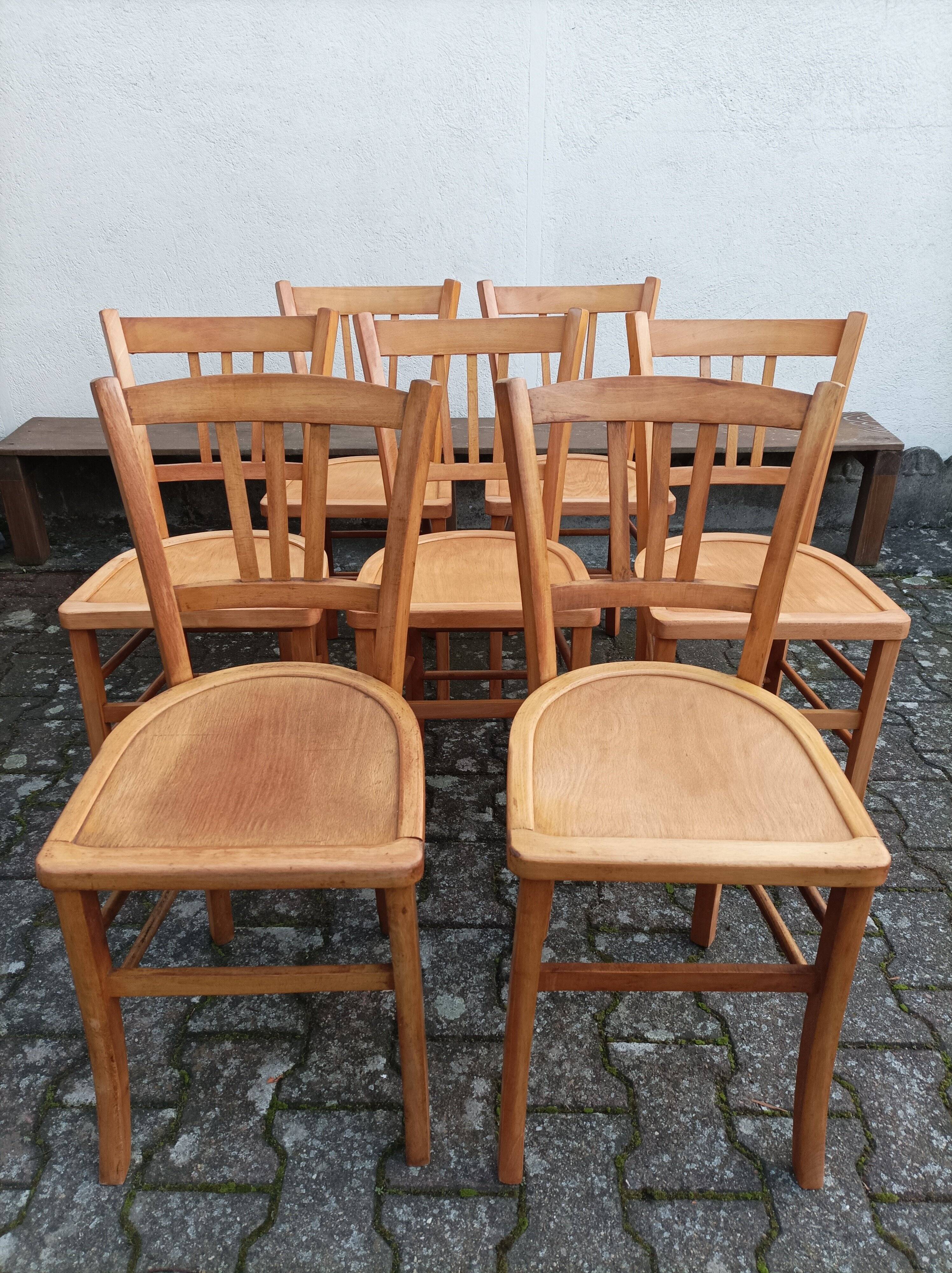 Lot de 7 chaises bistrot Luterma, 1950