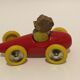 Jouet ancien, voiture rouge en bois