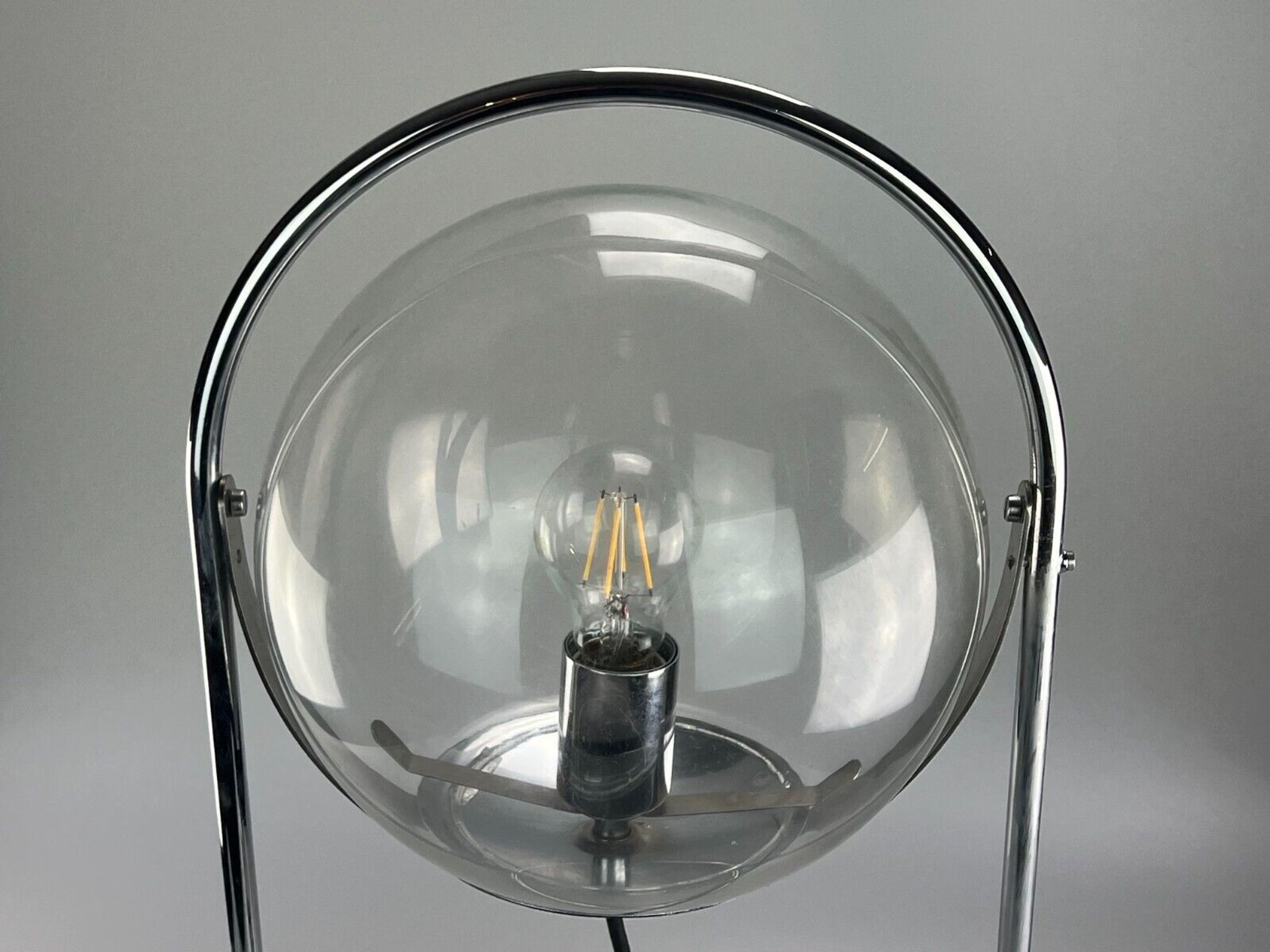 Lampe à boule de table space age design verre métal, 60s 70s