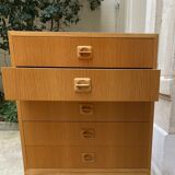 5-drawer chest of drawers in light oak, Danish production, 60s/70s