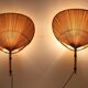 Set of 2 Uchiwa bamboo and rice paper wall lights by Ingo Maurer, Germany 1973