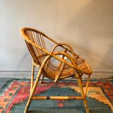 Rattan basket armchair 60s