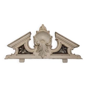 Wooden pediment old furniture patina shell ornament flowers