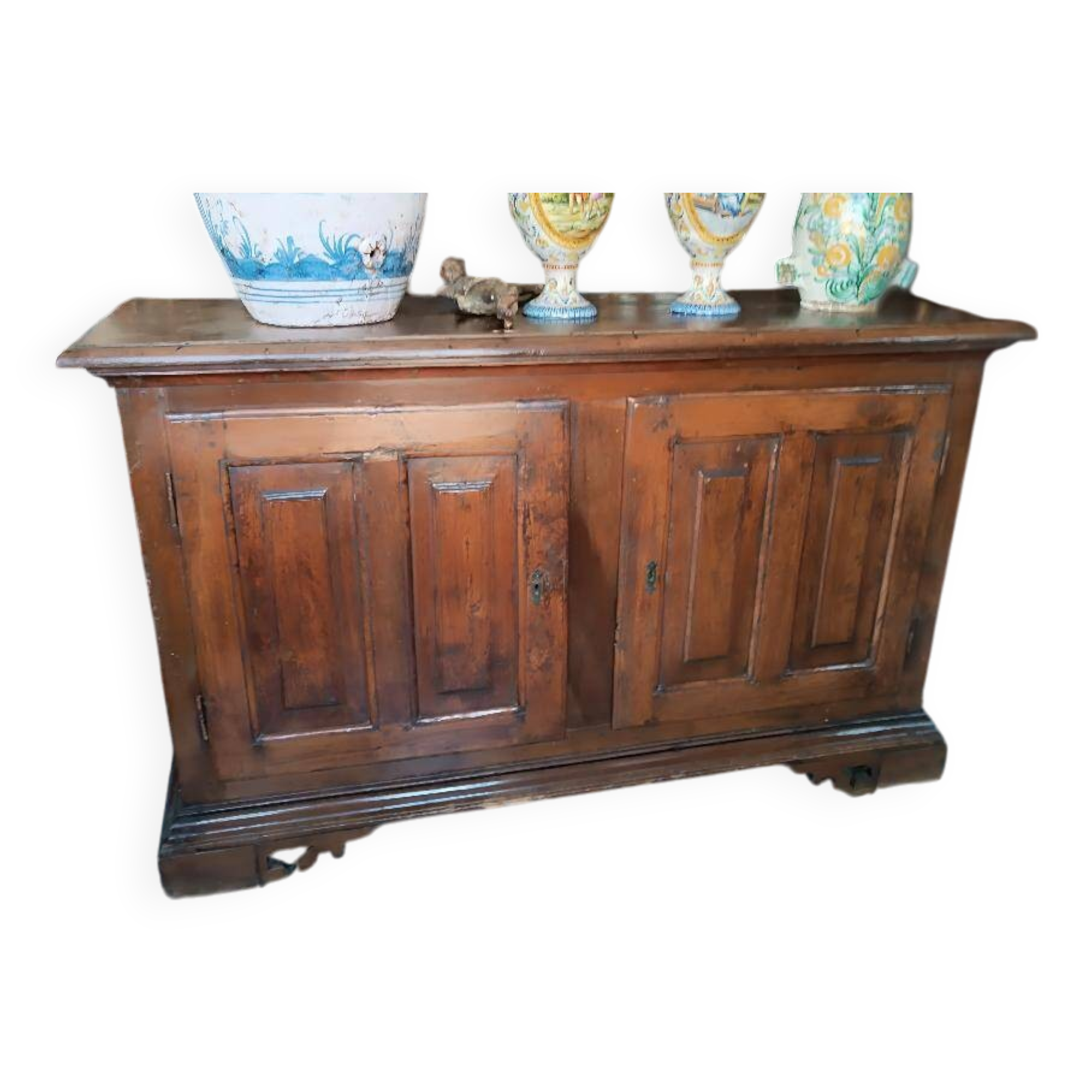 Grand Buffet Antique Du 17ème Siècle En Noyer Du Nord De l'Italie
