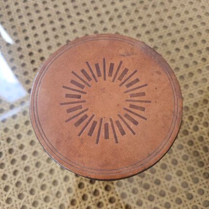 Vintage pot in stainless steel and leather Grasoli