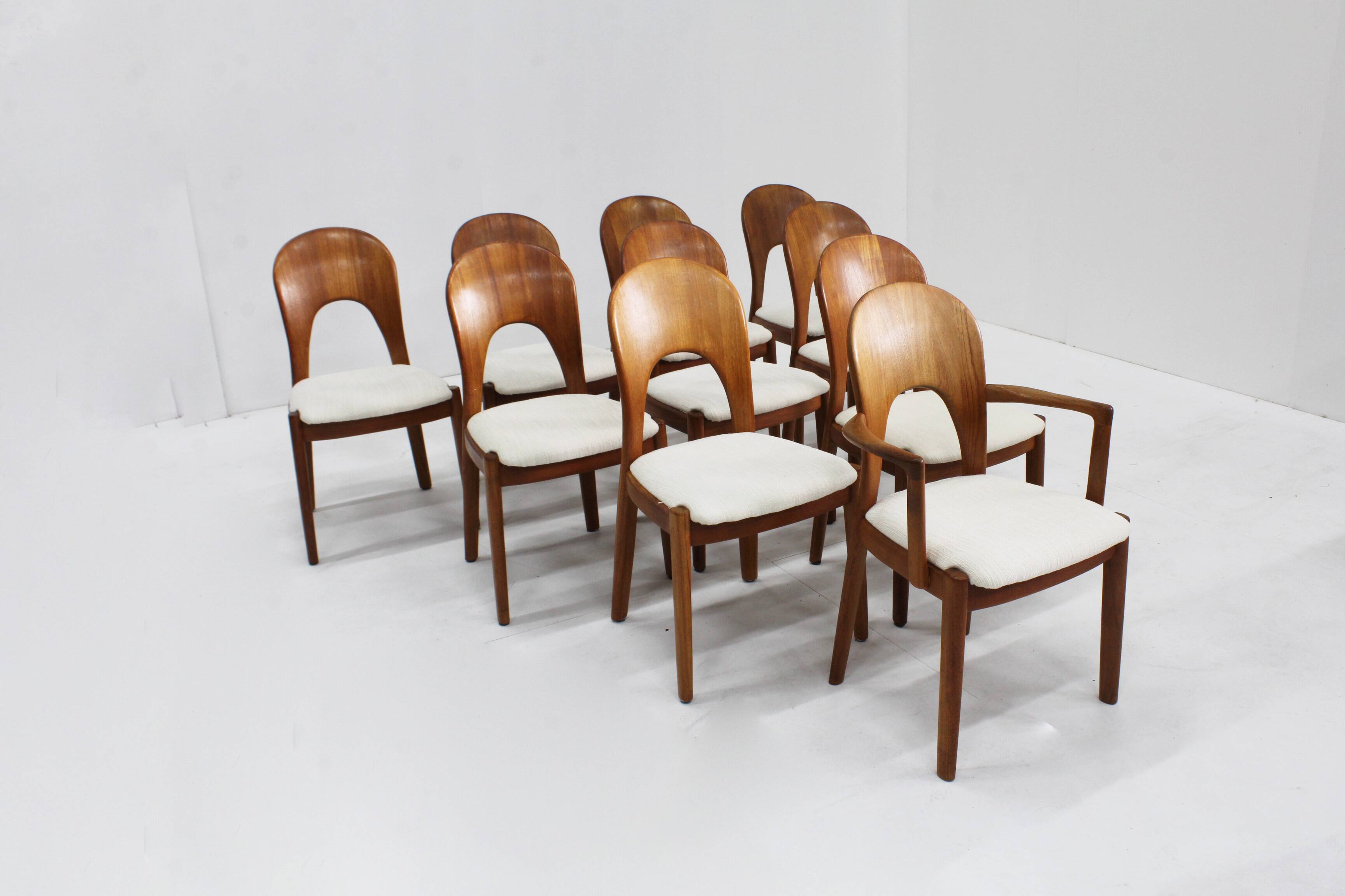 Vintage Danish dining chairs by Niels Koefoed solid teak, set of 10