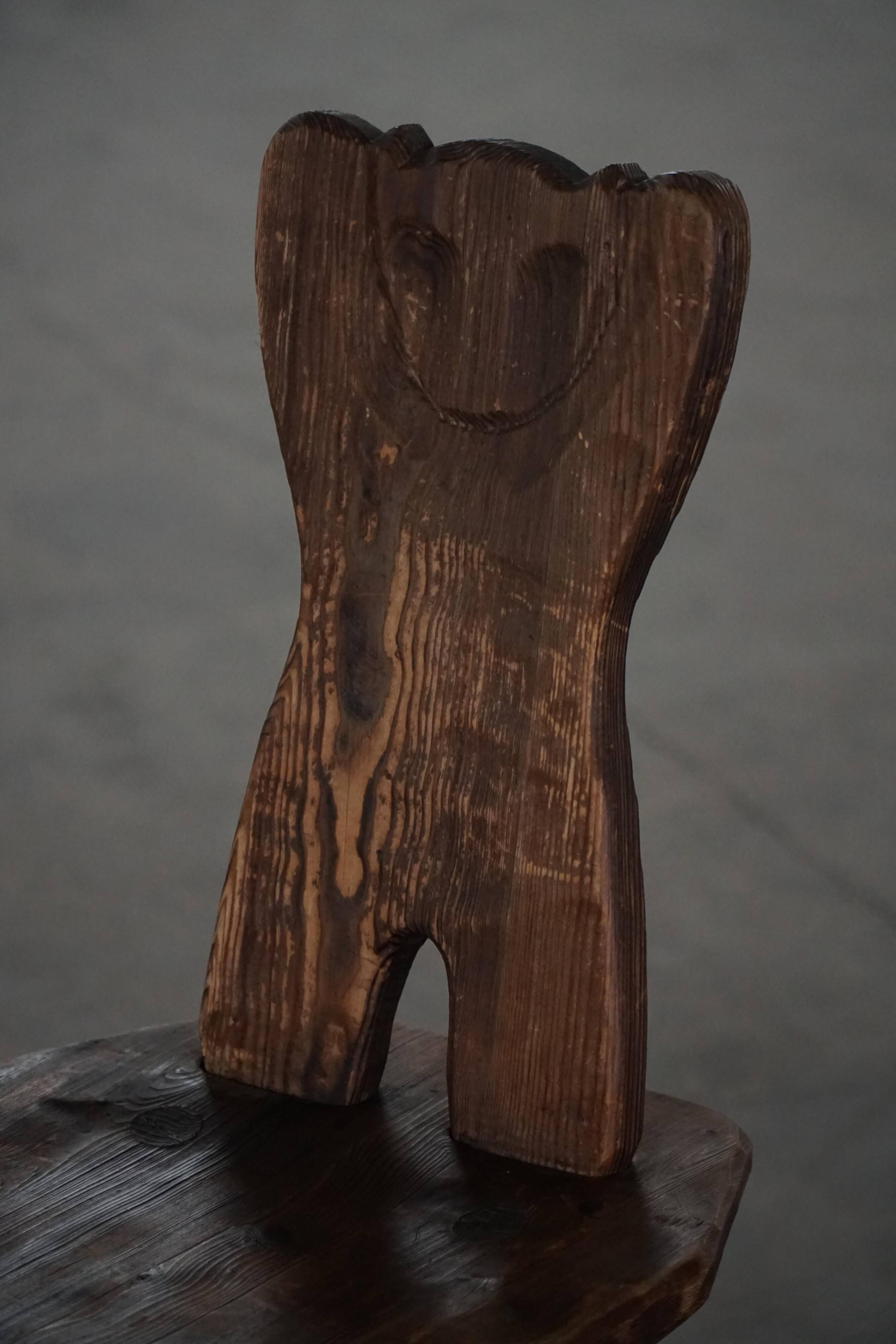 Mid-century Swedish ensemble, set of 4 "Sports Cabin" chairs handmade in pine, 1940s.