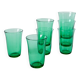 Set of 7 vintage green glass water glasses 1970