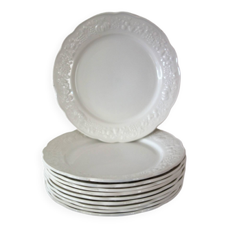Lot de 10 assiettes plates en faïence de Sarreguemines début 20ème