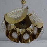 Italian brass and glass ceiling lamp, 1960s