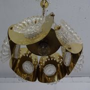 Italian Brass & Glass Ceiling Lamp, 1960s
