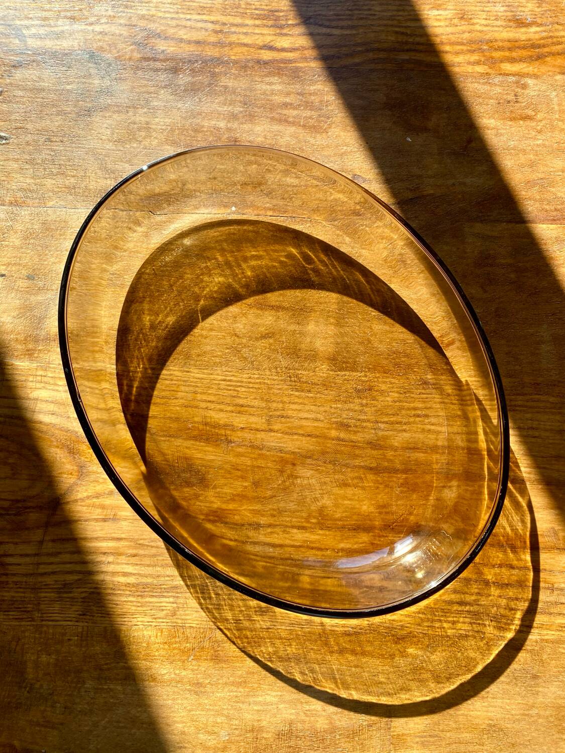 Large 70's smoked glass oven dish