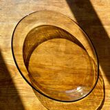 Grand plat à four en verre fumé 70’s