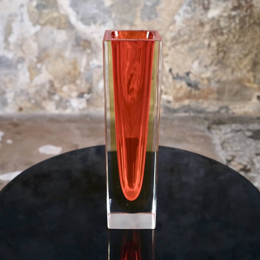Large red Sommerso Murano vase, Italy, 1960s