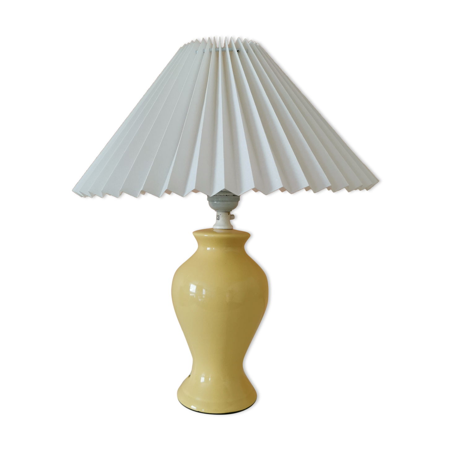 Upcycled lamp yellow pleated lampshade