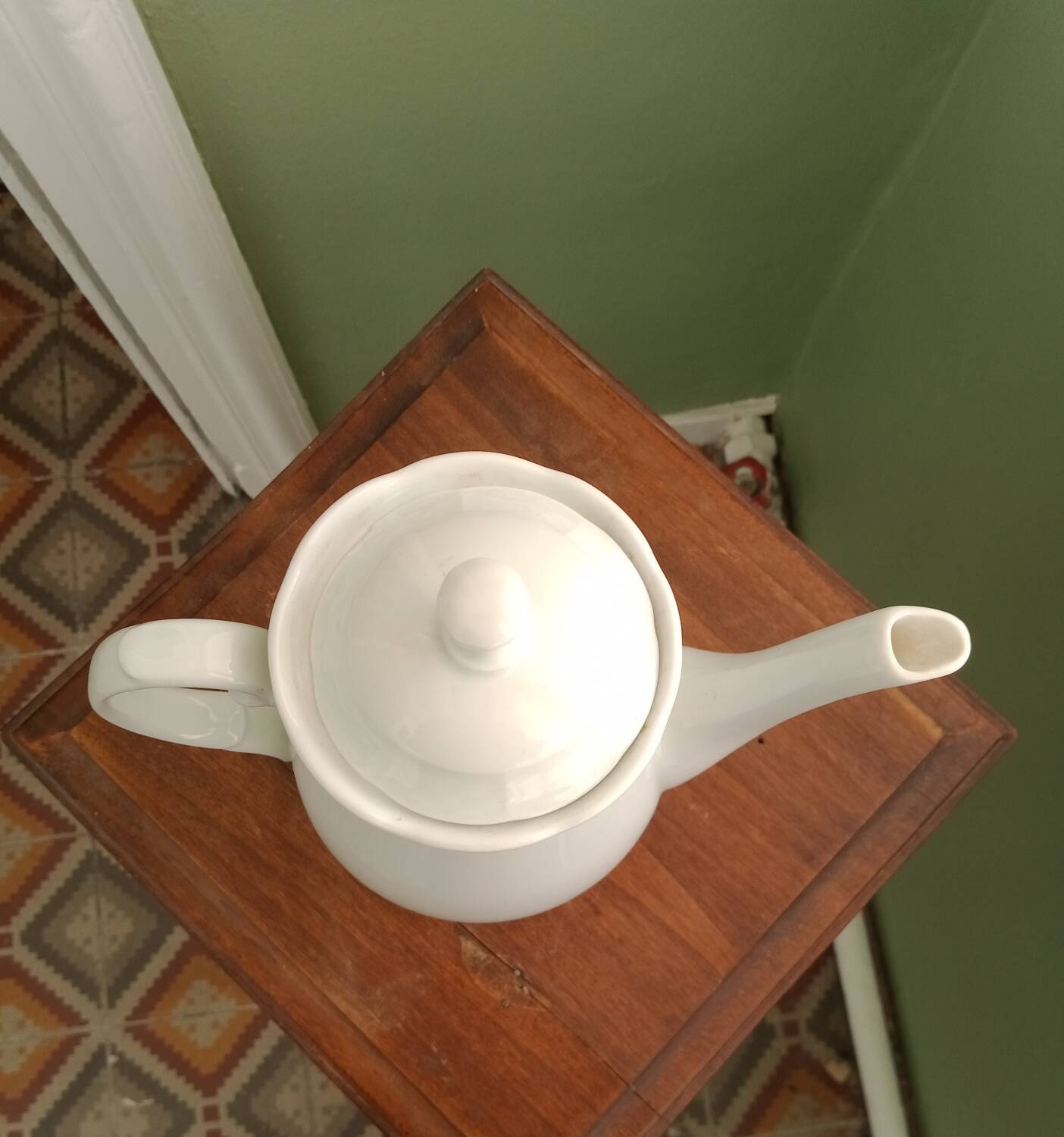 White porcelain teapot