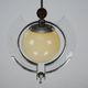 1930s Italian Art Deco Pendant Light with Etched Glass and Amber Globe