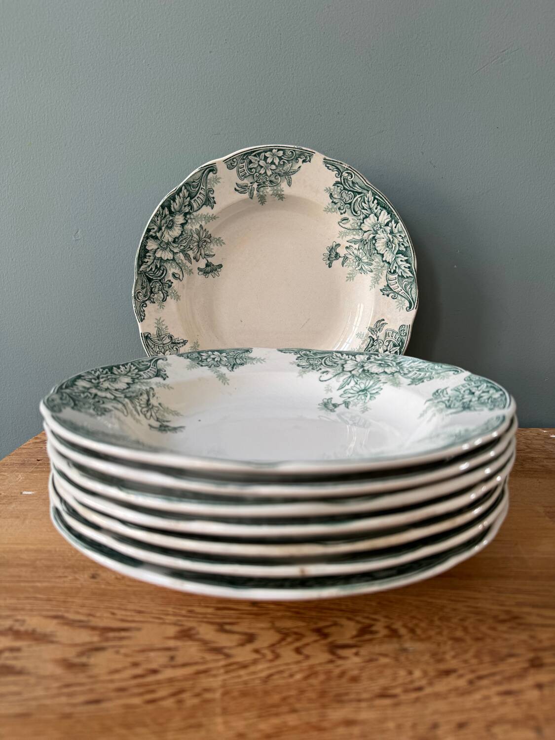 Series of 8 Terre de Fer 1900 soup plates in Onnaing earthenware