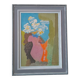 Still life painting - vase with flowers - dated 1972 signed - oil on panel