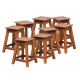 Lot de 8 tabourets en bois vintage assises carrées