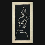 Vintage Scandinavian carpet in surreal pattern wool 160x90 cm