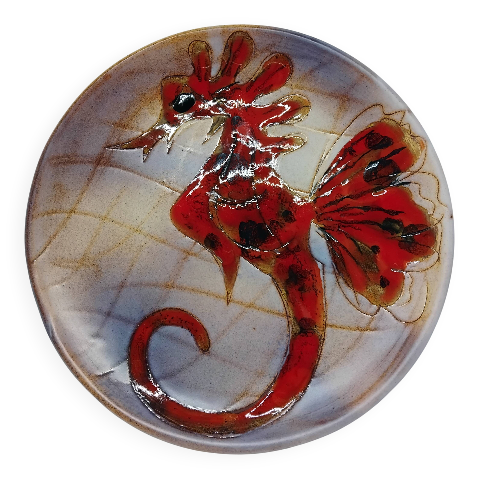 Assiette vintage année 60’. Monique Brenner / Vallauris.