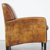 Art Deco sheep leather armchair with a lot of character