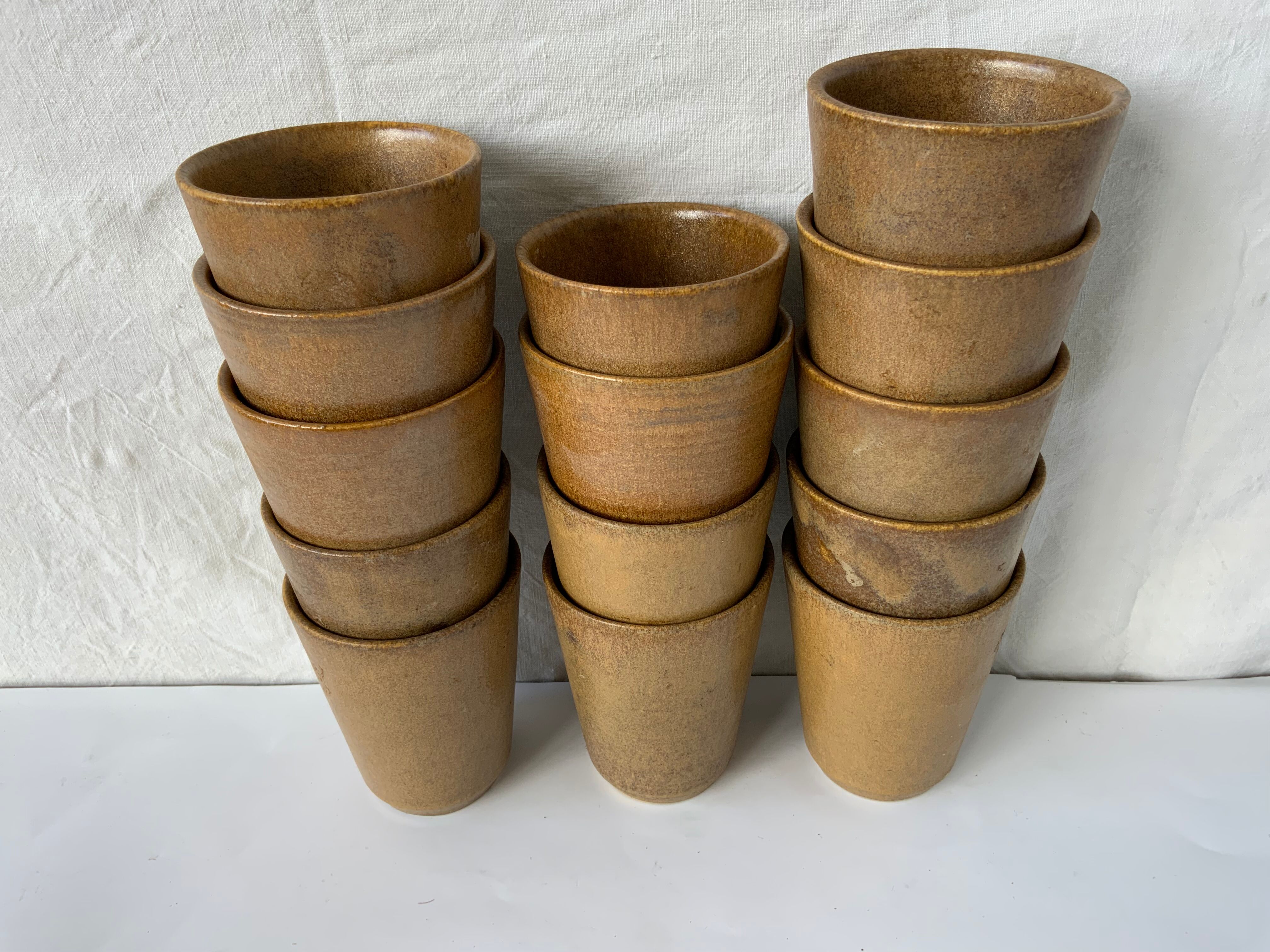 14 vintage sandstone cups