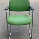 Scandinavian office chair in green fabric and curved steel