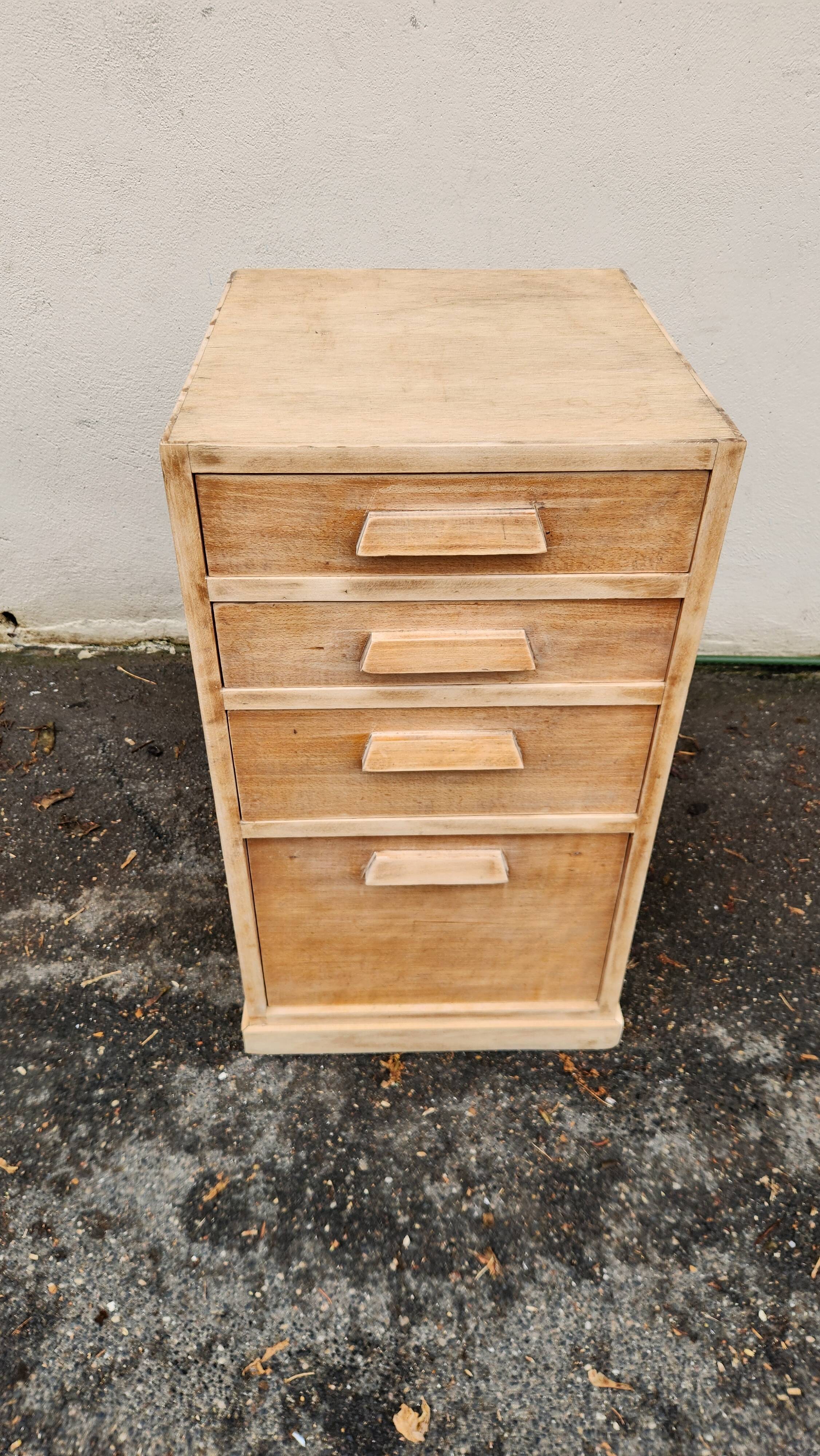beautiful sanded beech cabinet with 4 drawers from the 1940s/50s