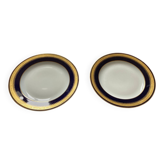 2 assiettes porcelaine de Limoges décorées à l'or fin