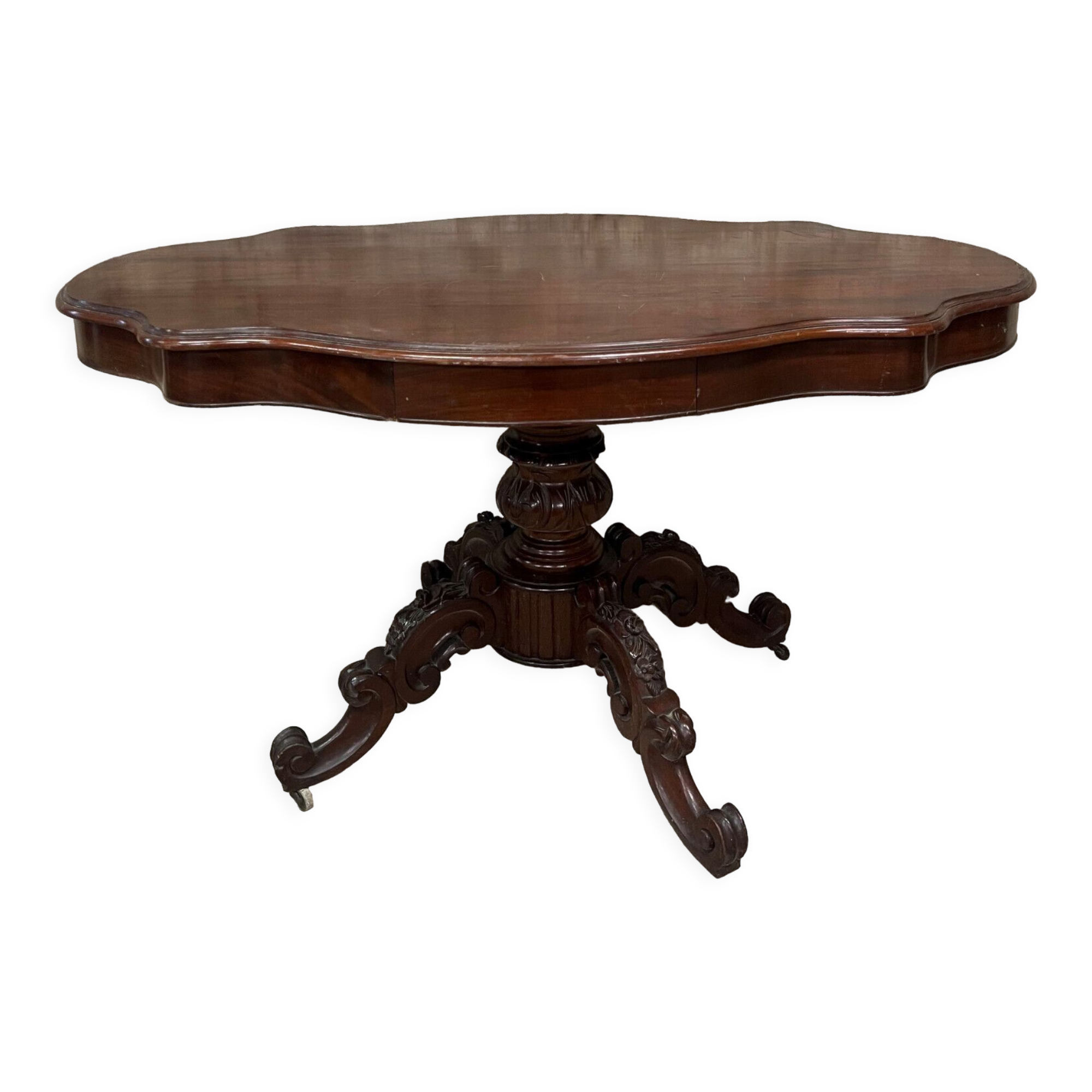 Napoleon III era pedestal table in mahogany around 1850