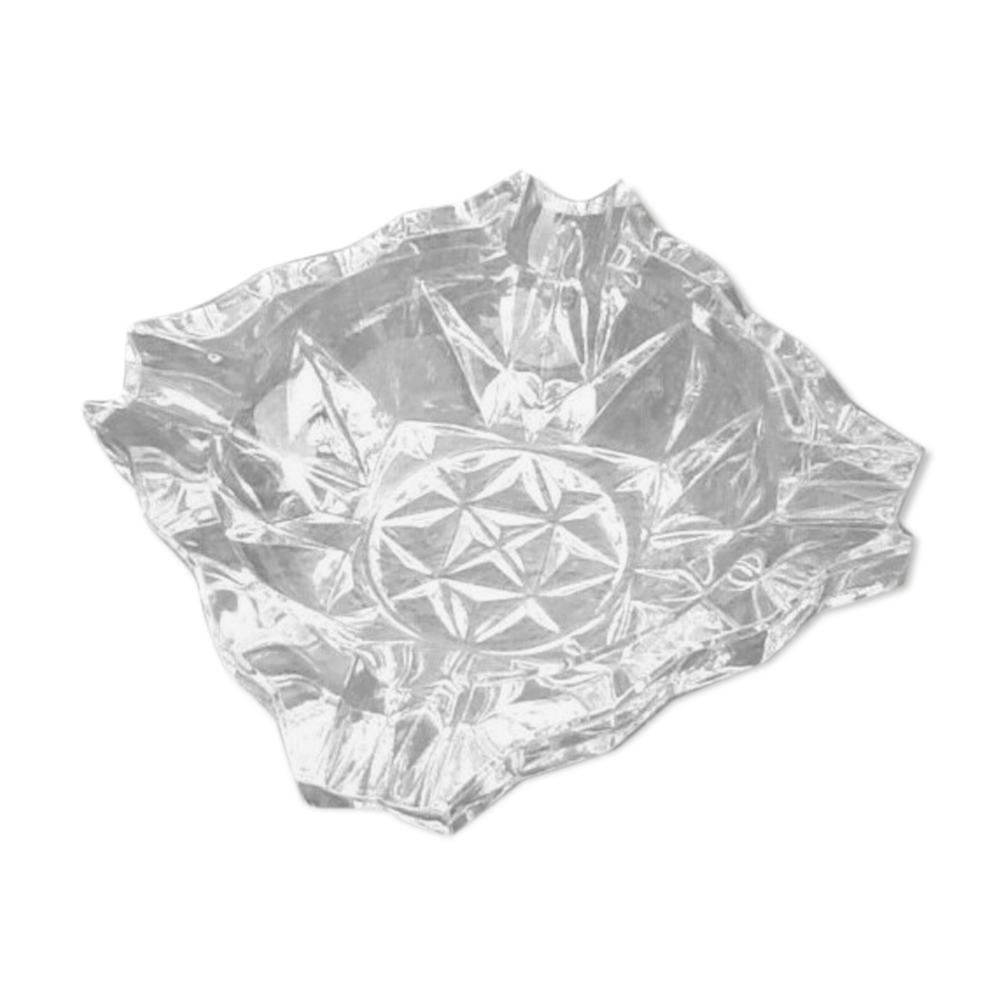 1970s Ashtray Cut and chiseled glass