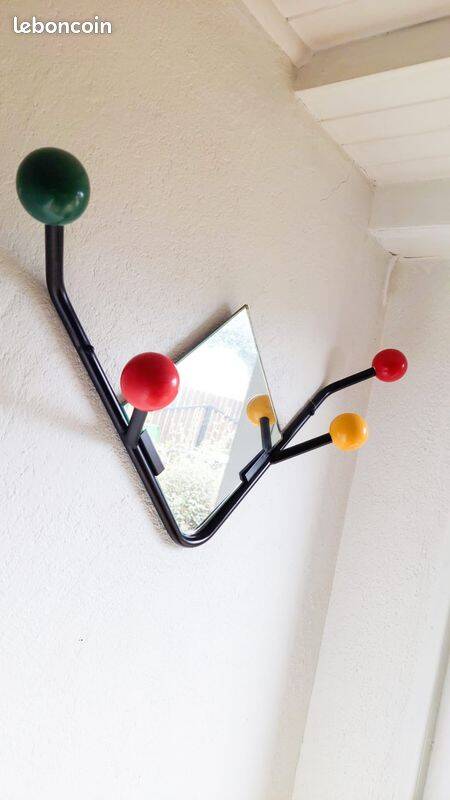 Vintage ball and mirror coat rack
