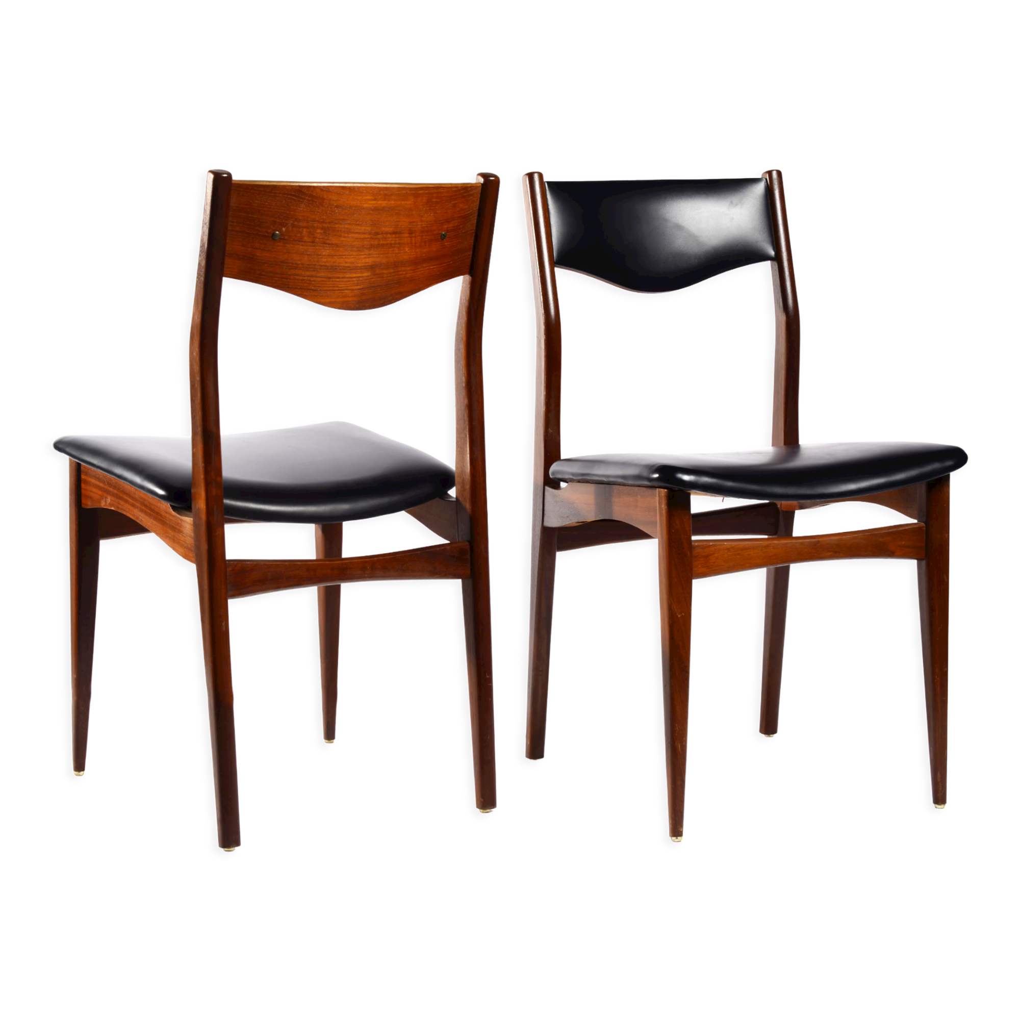 Paire de chaises teck et skaî