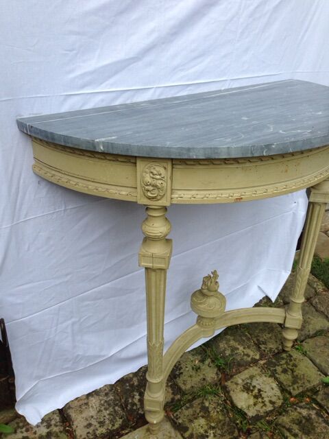 Console Louis XVI style painted wood and marble grey