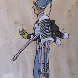 Paintings xix° portraits miltaire gouache uniform on ingres paper (cf. hergé)