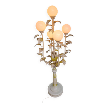 Lampadaire Hollywood Regency 5 globes, années 70