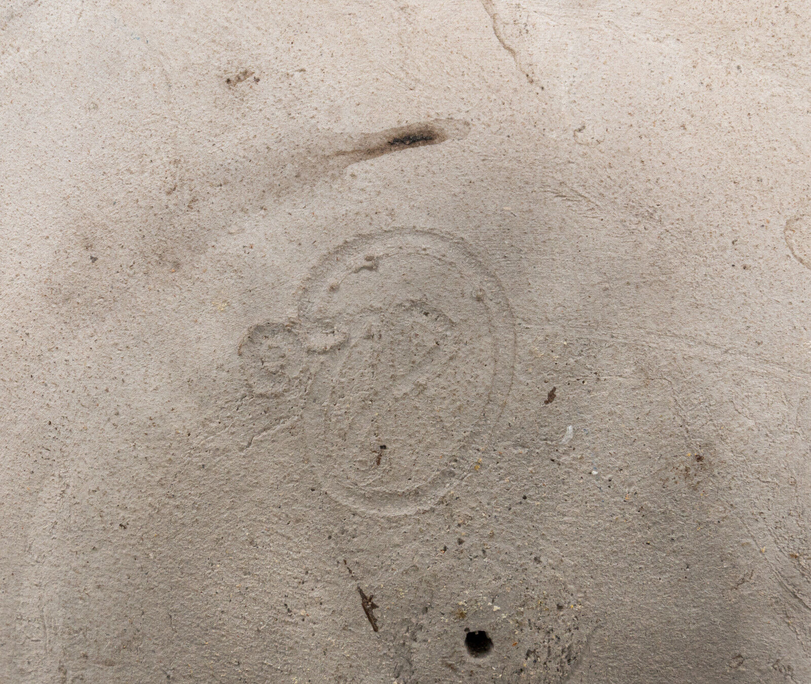 Pocket tray in monogrammed glazed stoneware Mid-twentieth