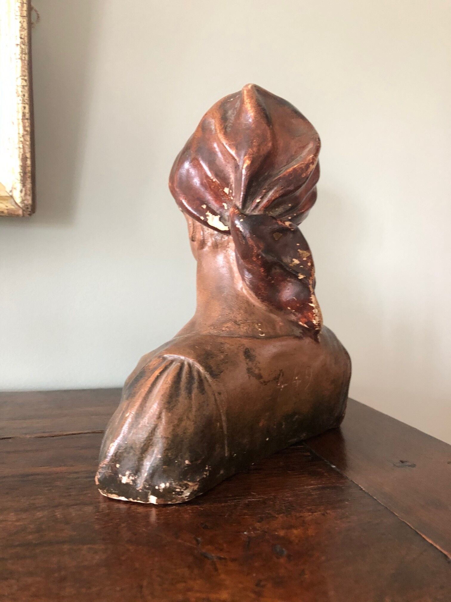 Plaster bust: girl in scarf