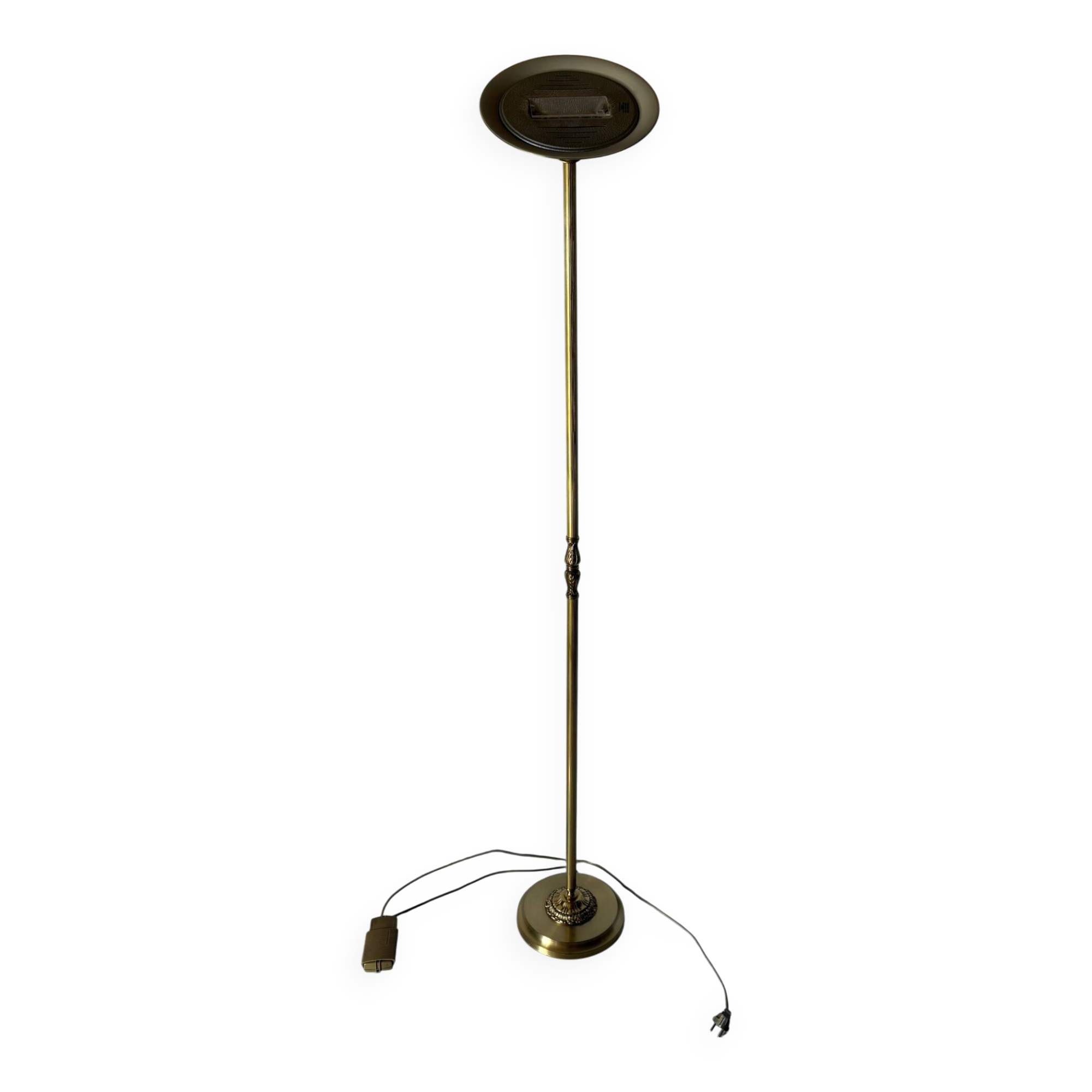 Brass torchiere floor lamp with neoclassical decoration – Empire style