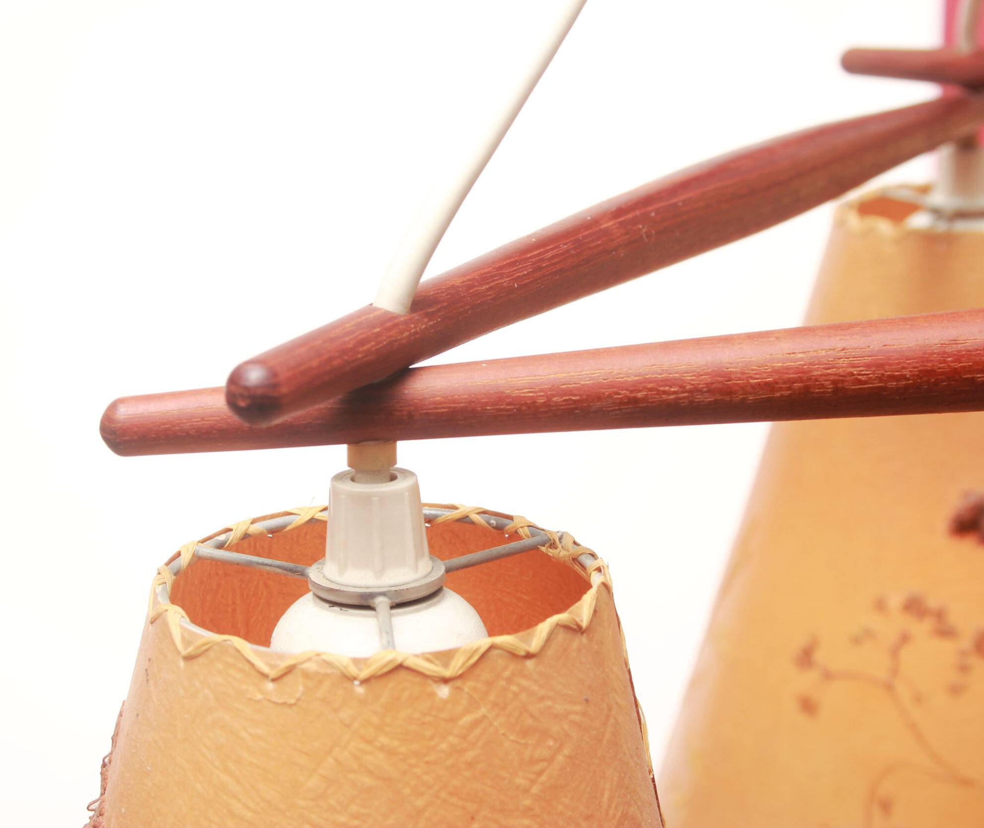 1950s ceiling lamp triangle in teak