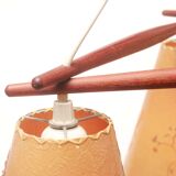 1950s ceiling lamp triangle in teak