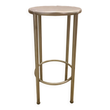 Tabouret ancien en fer industriel repeint gris métallisé parfait etat