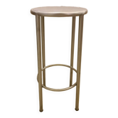 Tabouret ancien en fer industriel repeint gris métallisé parfait etat