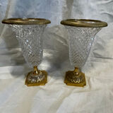 Paire de vases cristal et bronze XIX