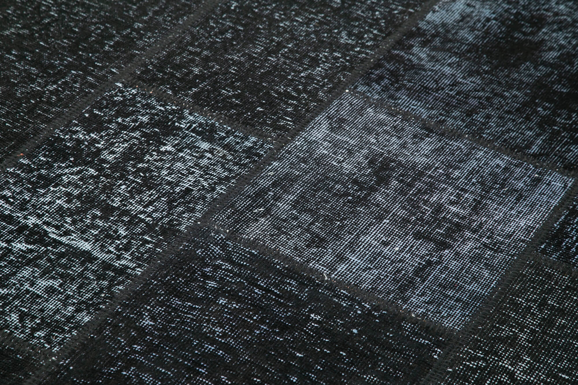 Handmade turkish overdyed 171 cm x 243 cm black patchwork carpet